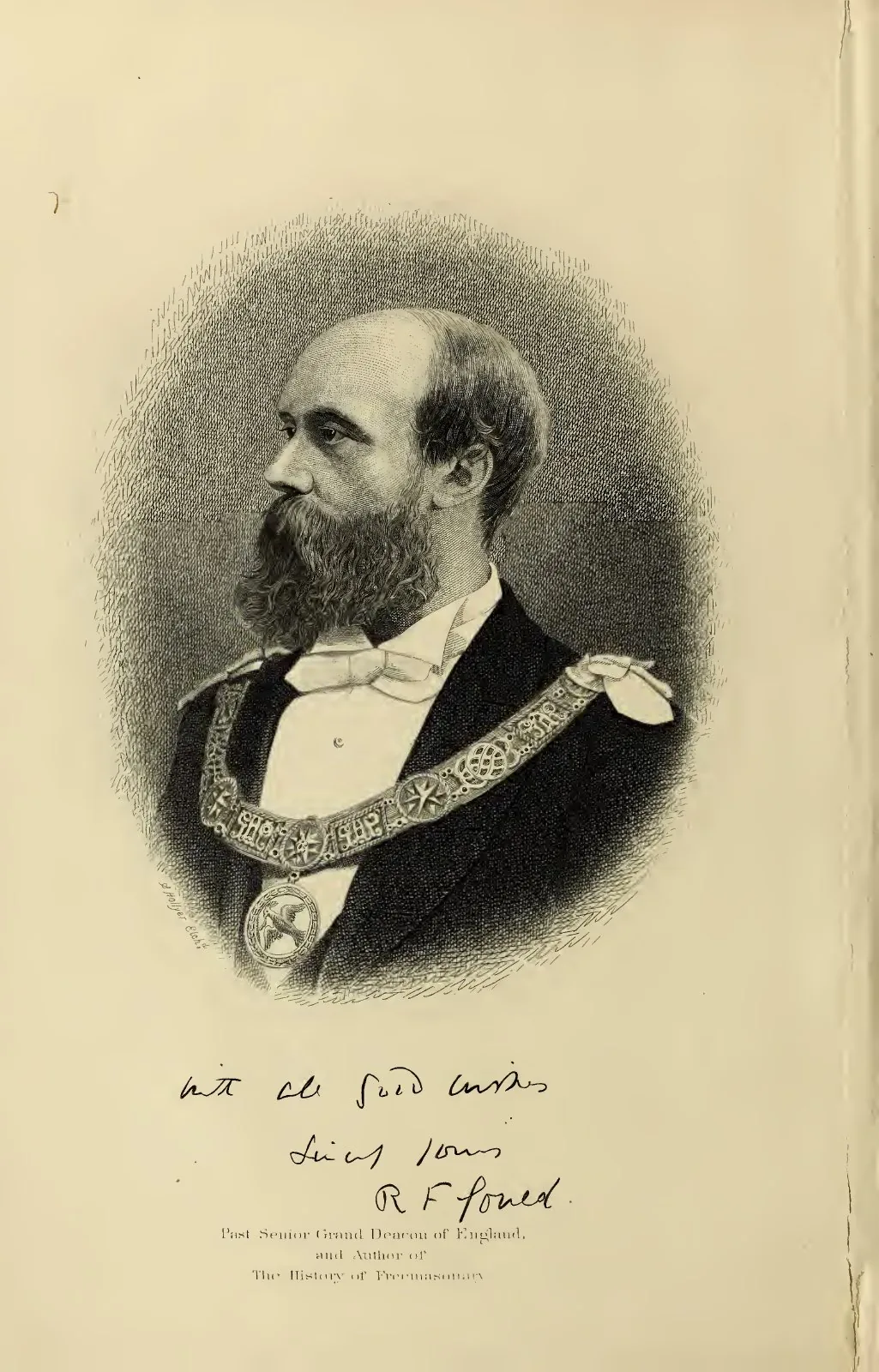 Engraved portrait of Victorian Masonic historian Robert Freke Gould