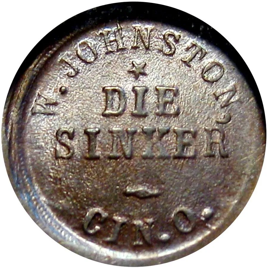 Cincinnati, Ohio - Civil War Token W Johnston Die Sinker Masonic NGC MS64 - Stevehayden 02