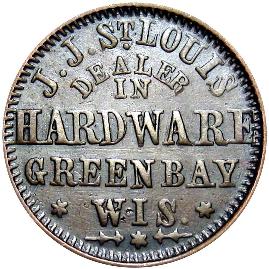 Green Bay, Wisconsin - Civil War Token J. J. St. Louis R8 Masonic (1860's) Stevehayden 02