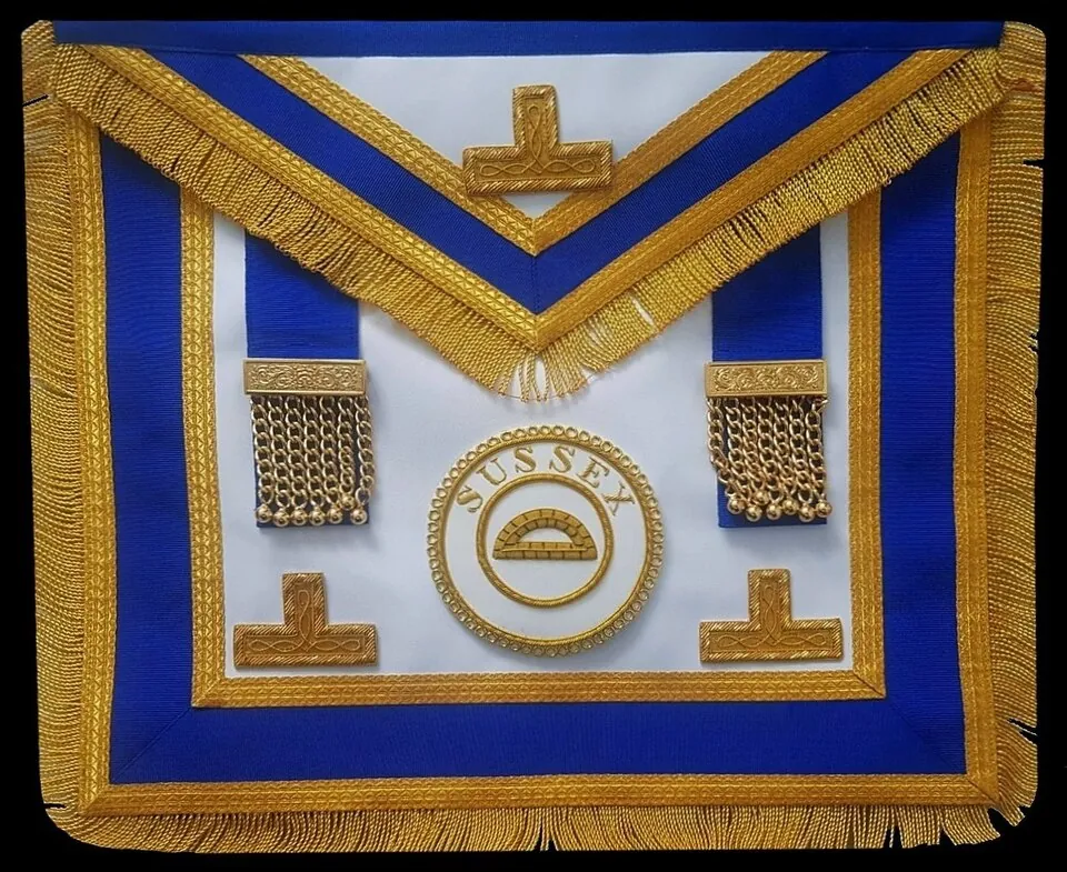 Masonic full dress apron - Past Master as Grand Superintendent of Works Province of Sussex
