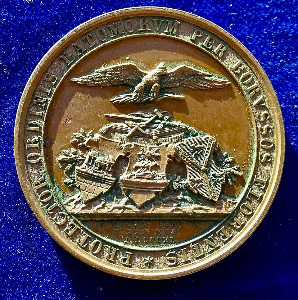 Medal Freemason Prince William joining the Union of Prussian Grand Masters Berlin 1840, reverse