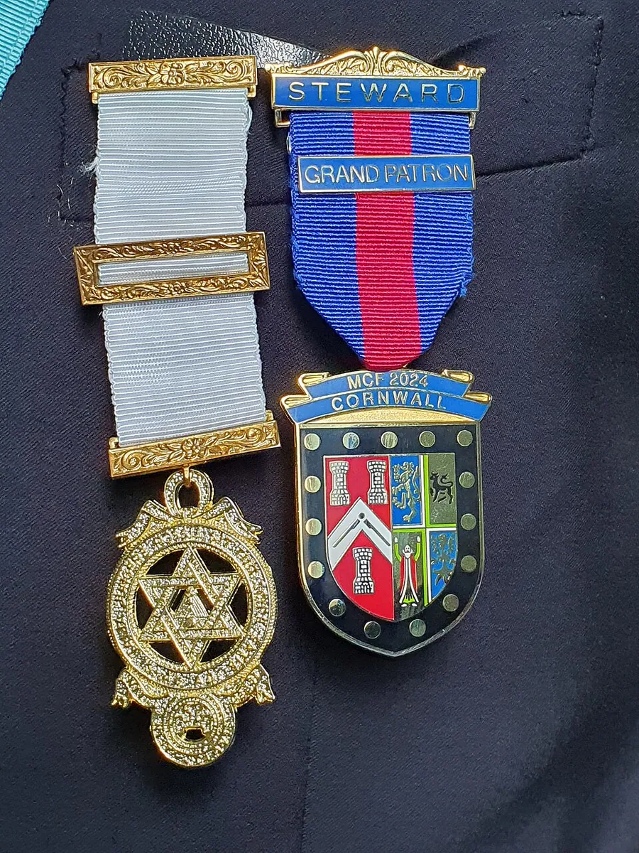 Royal Arch and Steward masonic jewels, Redruth, Cornwall - September 2023