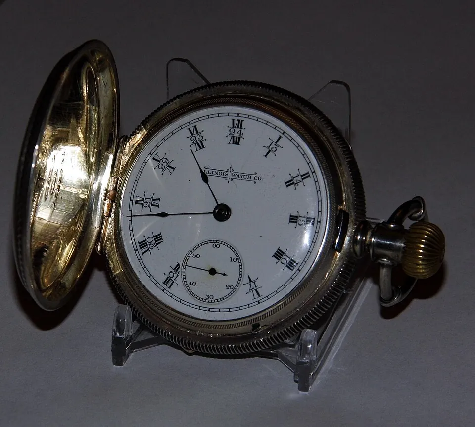 Vintage Illinois Watch Company Pocket Watch, Coin Silver Masonic Hunter Case, Size 18s, 15 Jewels, Grade 60-S, Inscribed 1891 (10635197643)