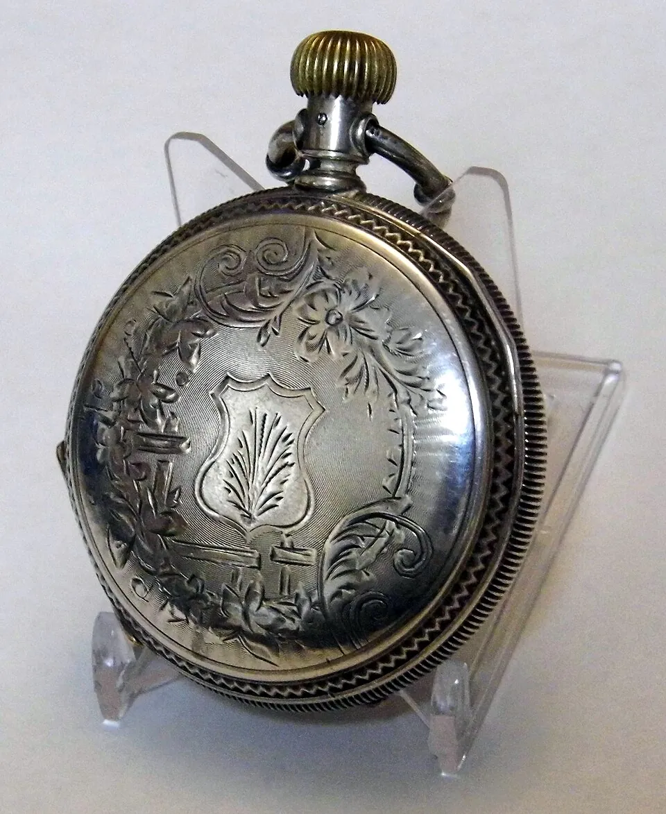 Vintage Illinois Watch Company Pocket Watch, Masonic Coin Silver Hunter Case, Size 18s, 15 Jewels, Grade 60-S, Inscribed 1891 (10635406123)